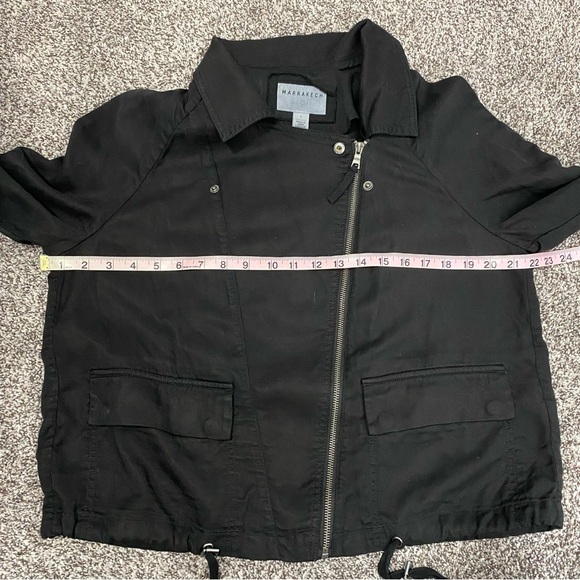 Anthropologie Marrakech Brushed Twill Moto Motorcycle Jacket Coat Black Large - Picture 7 of 8